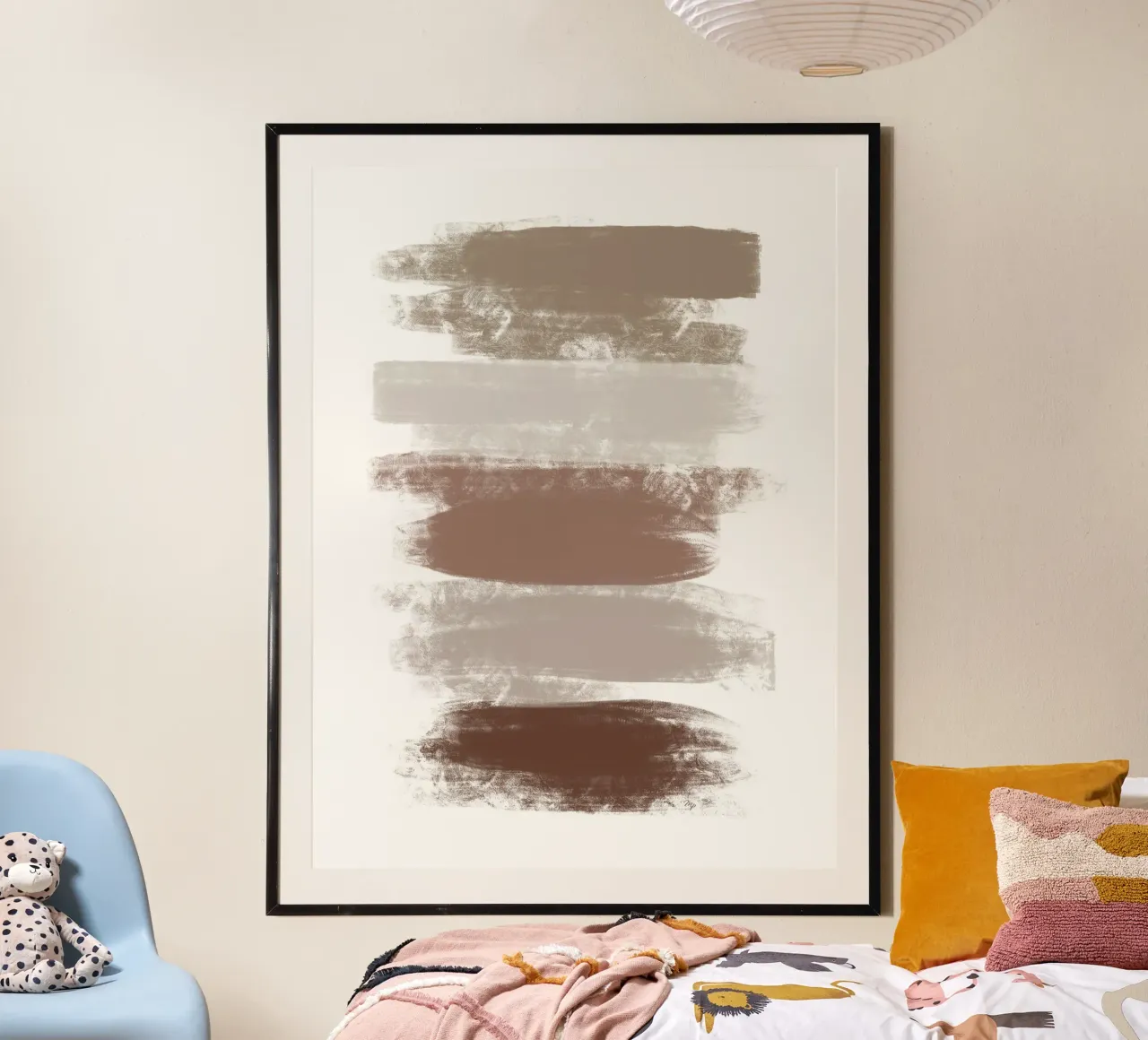 Abstrakte Mokka-Bücher Poster mit Kunststoffrahmen von Martina