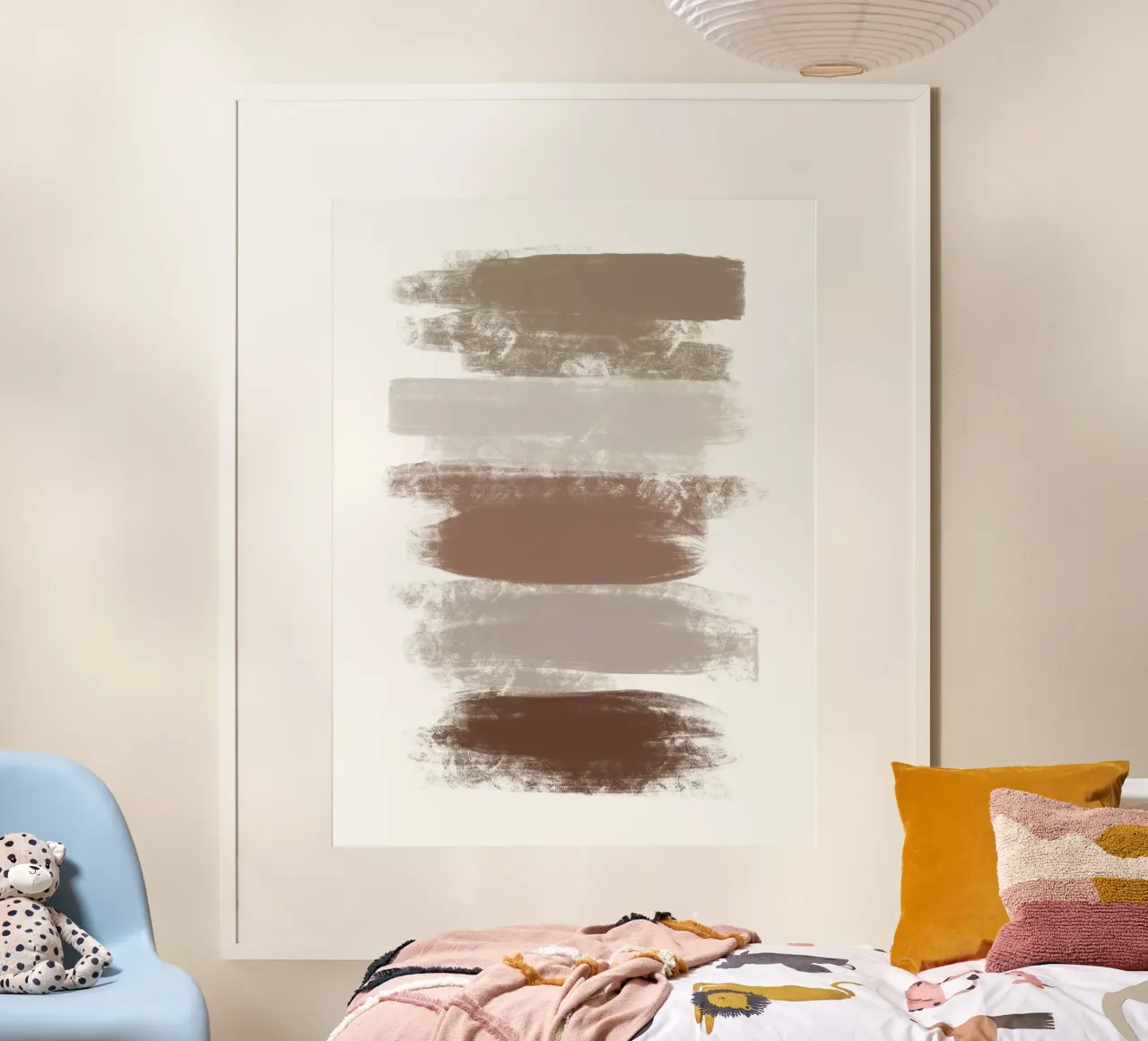 Abstrakte Mokka-Bücher Poster mit Kunststoffrahmen von Martina
