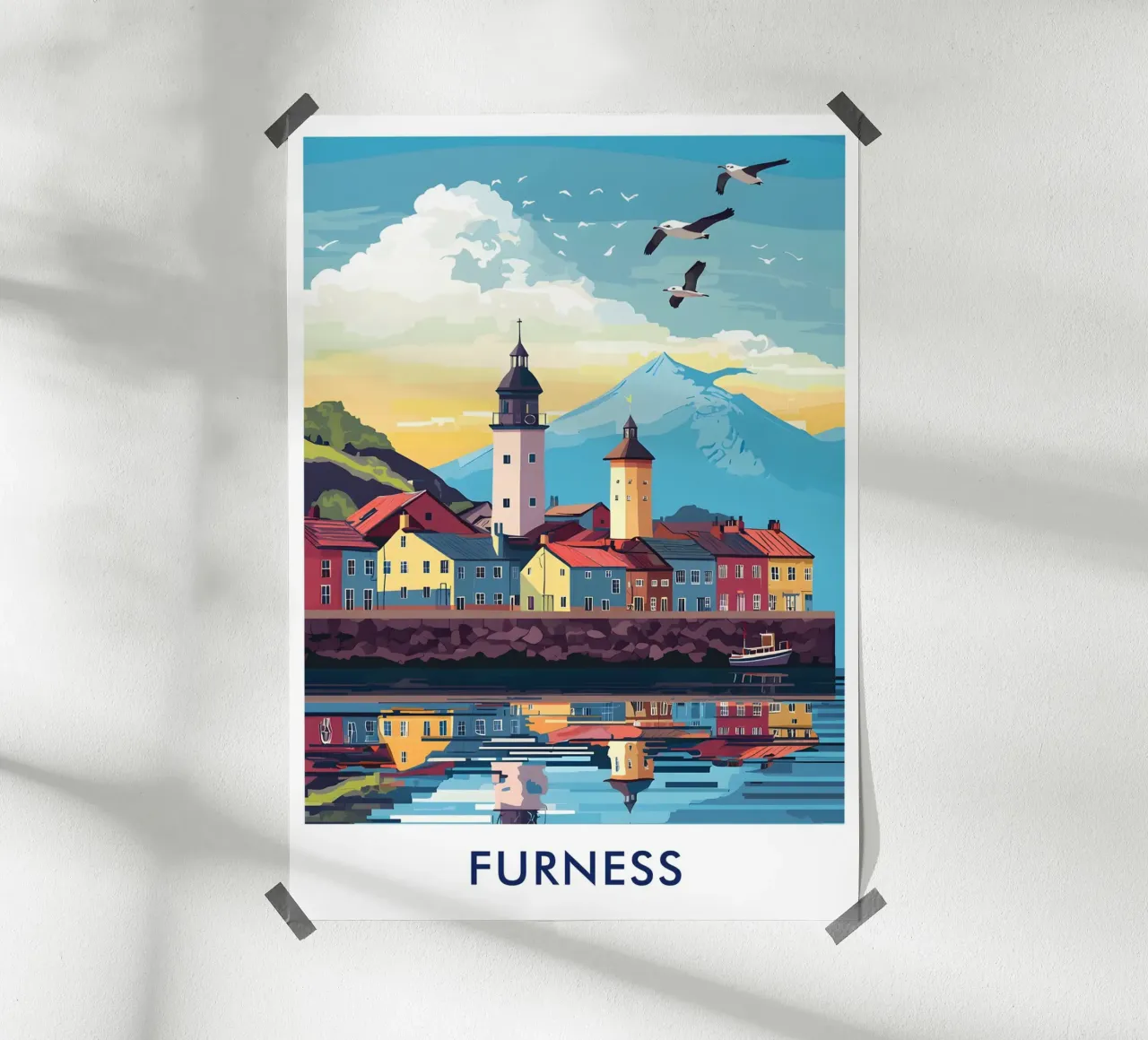 Barrow-in-Furness City in England poster con telaio in plastica da Travelstudio