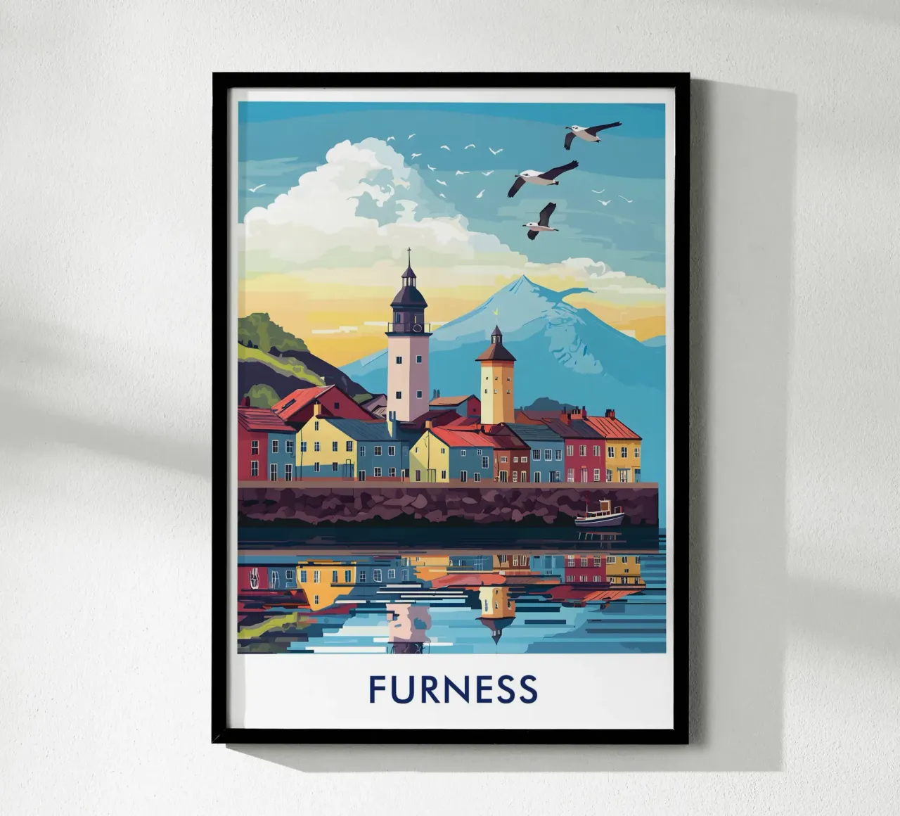 Barrow-in-Furness City in England poster con telaio in plastica da Travelstudio