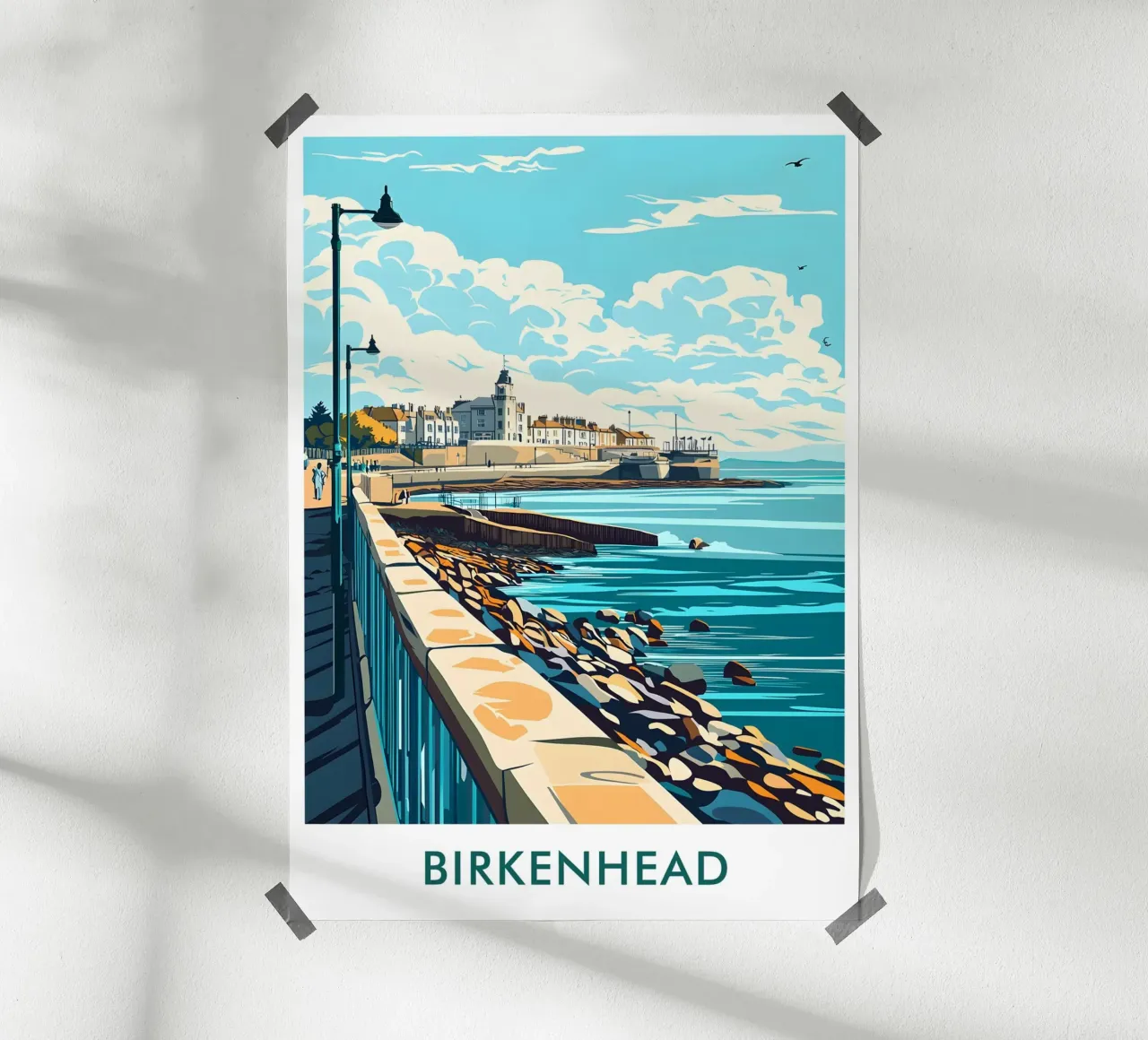 Birkenhead City in England poster con telaio in legno da Travelstudio