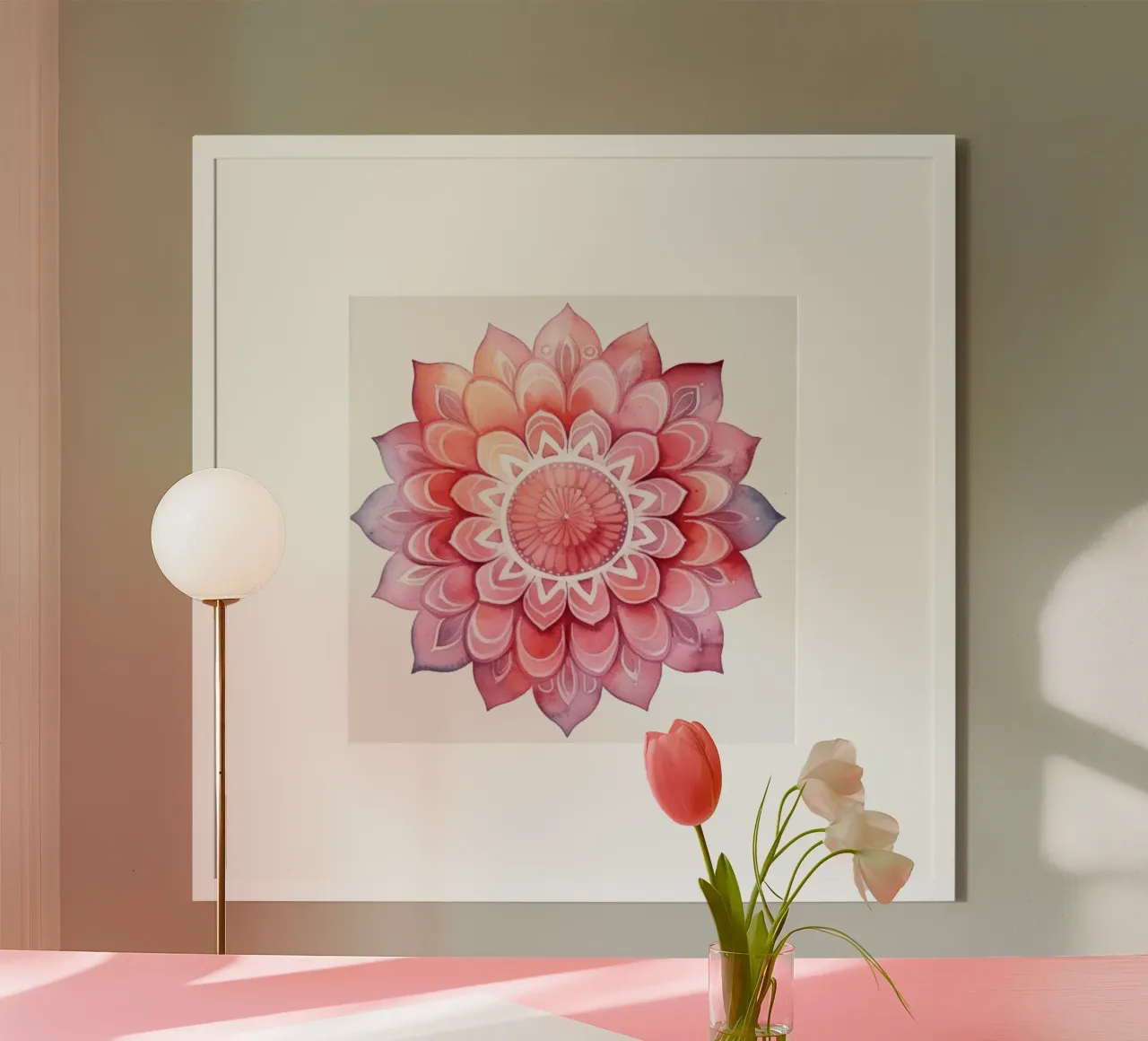 Mandala rosa acquerellato poster da Spiritual Touch