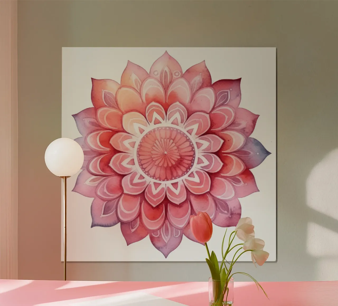 Mandala rosa acquerellato poster da Spiritual Touch