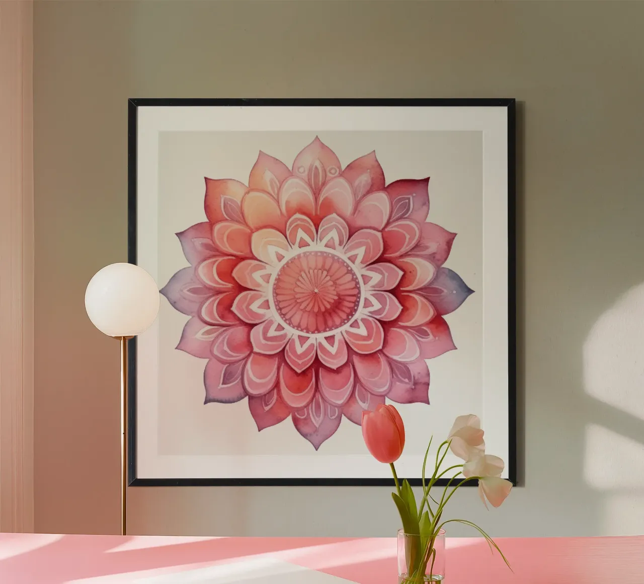 Mandala rosa acquerellato poster da Spiritual Touch