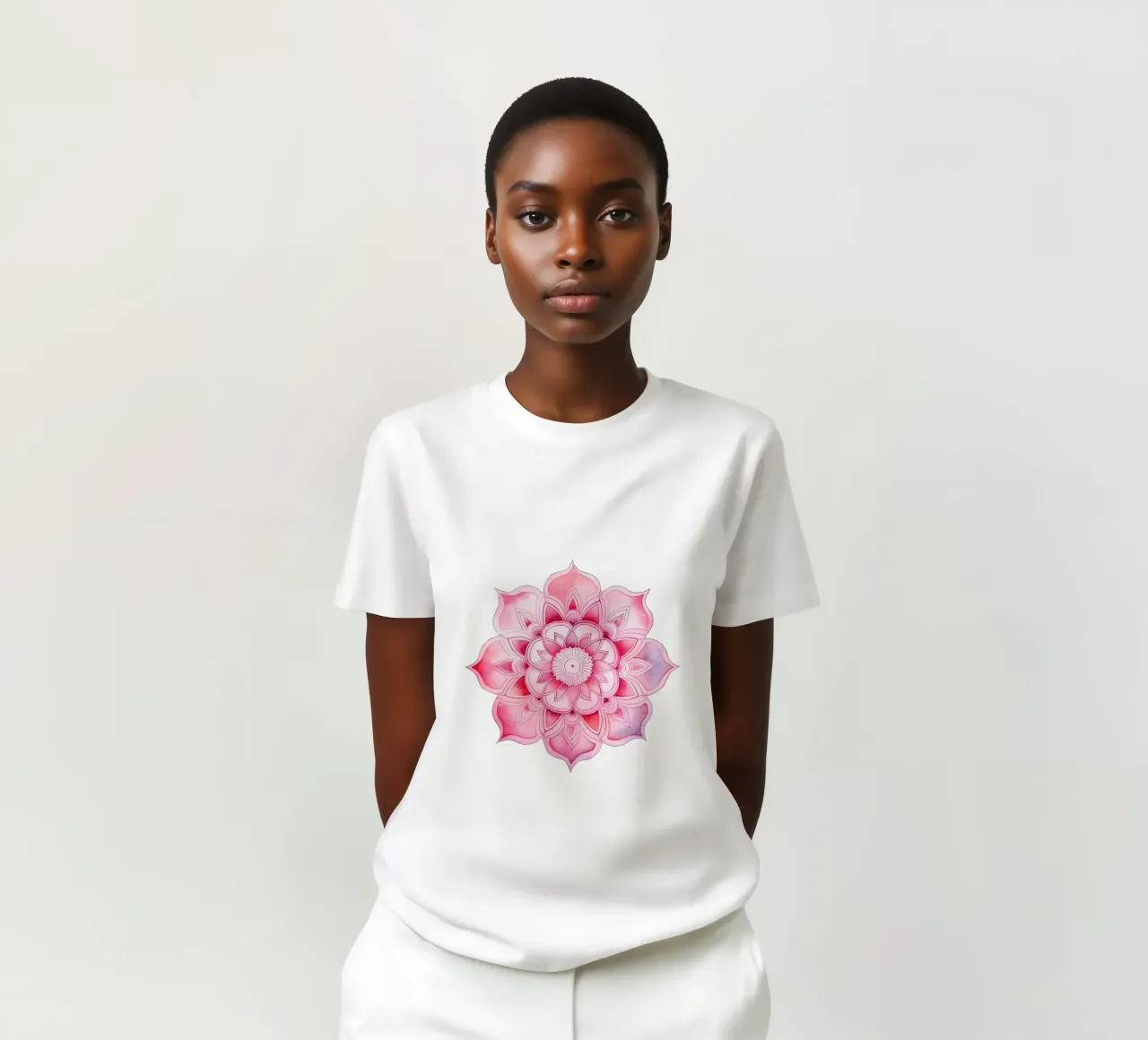 Mandala rosa acquerellato t-shirt da Spiritual Touch