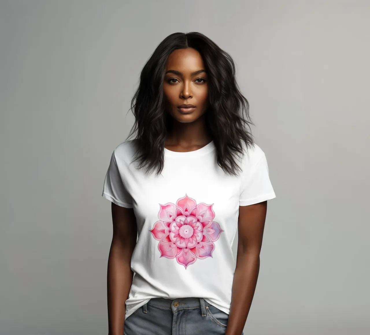Mandala rosa acquerellato t-shirt da donna da Spiritual Touch