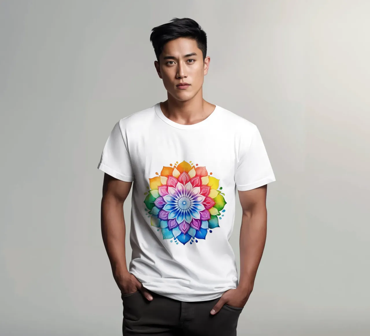 Mandala arcobaleno acquerellato t-shirt da Spiritual Touch