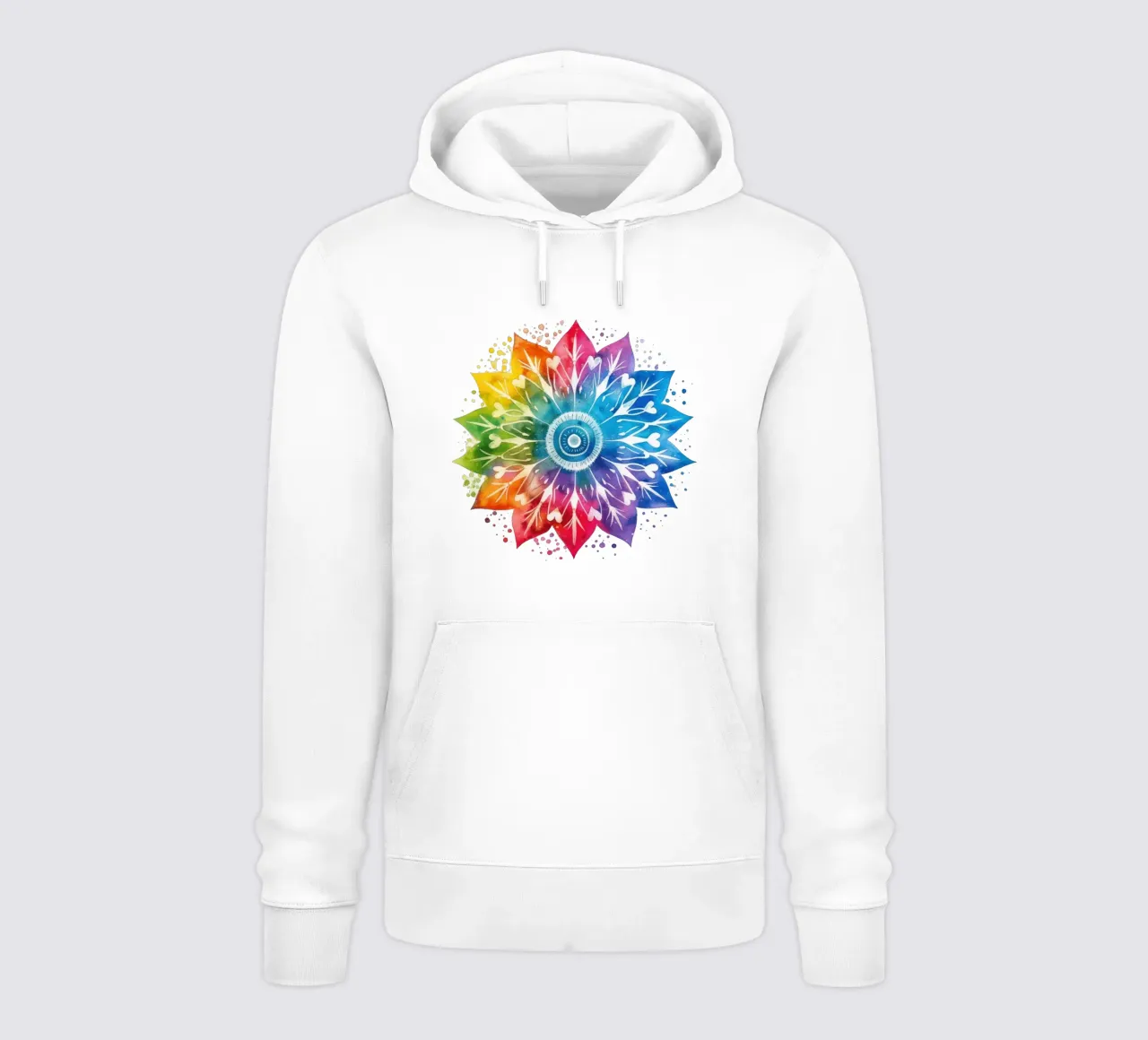 Mandala arcobaleno acquerellato felpa con cappuccio da Spiritual Touch