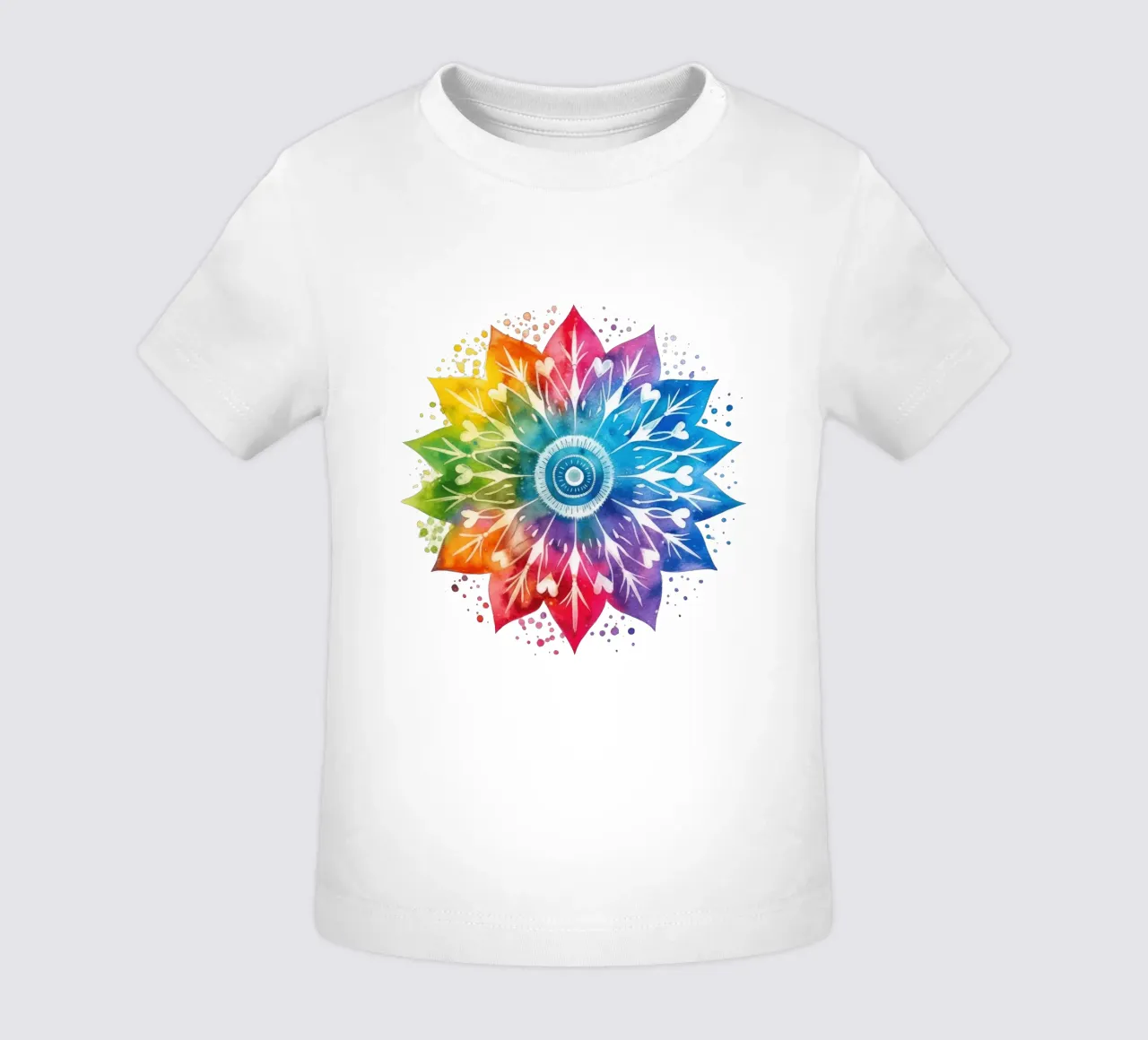 Mandala arcobaleno acquerellato maglietta neonato da Spiritual Touch