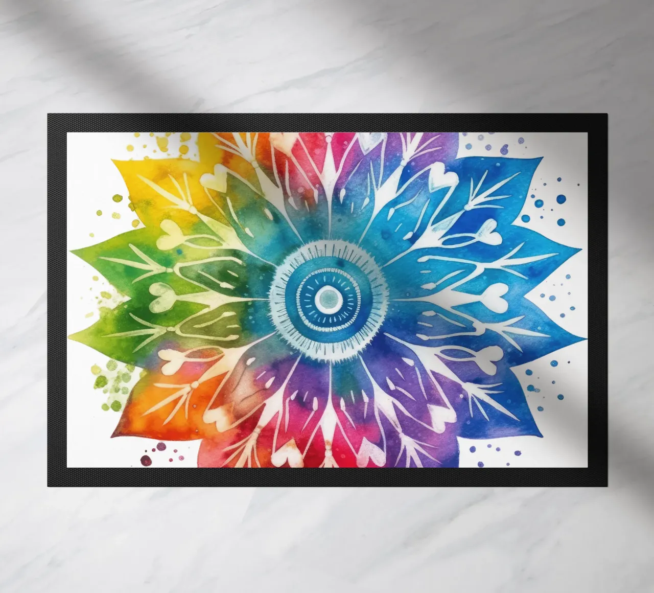 Mandala arcobaleno acquerellato zerbino da Spiritual Touch