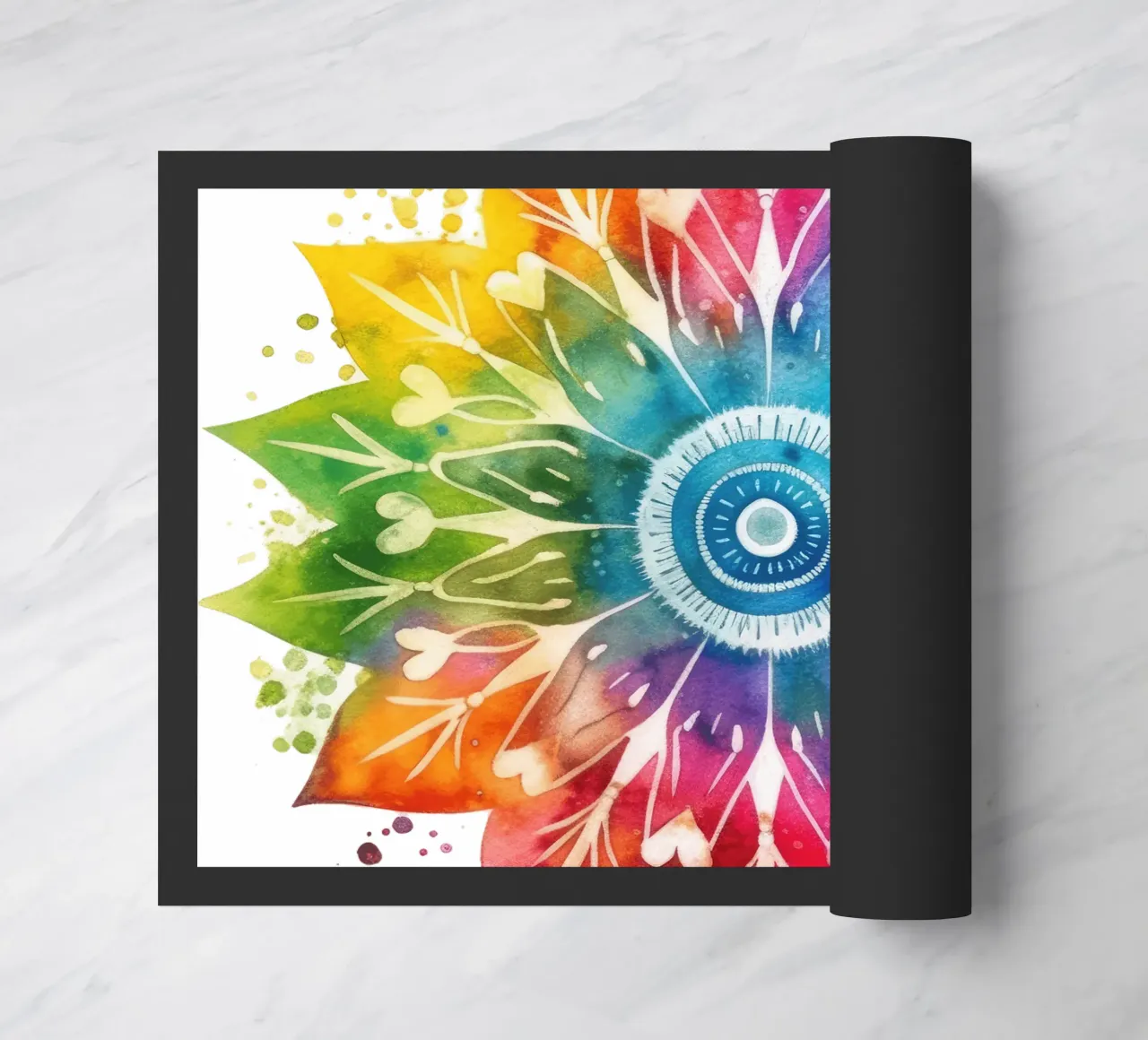 Mandala arcobaleno acquerellato zerbino da Spiritual Touch