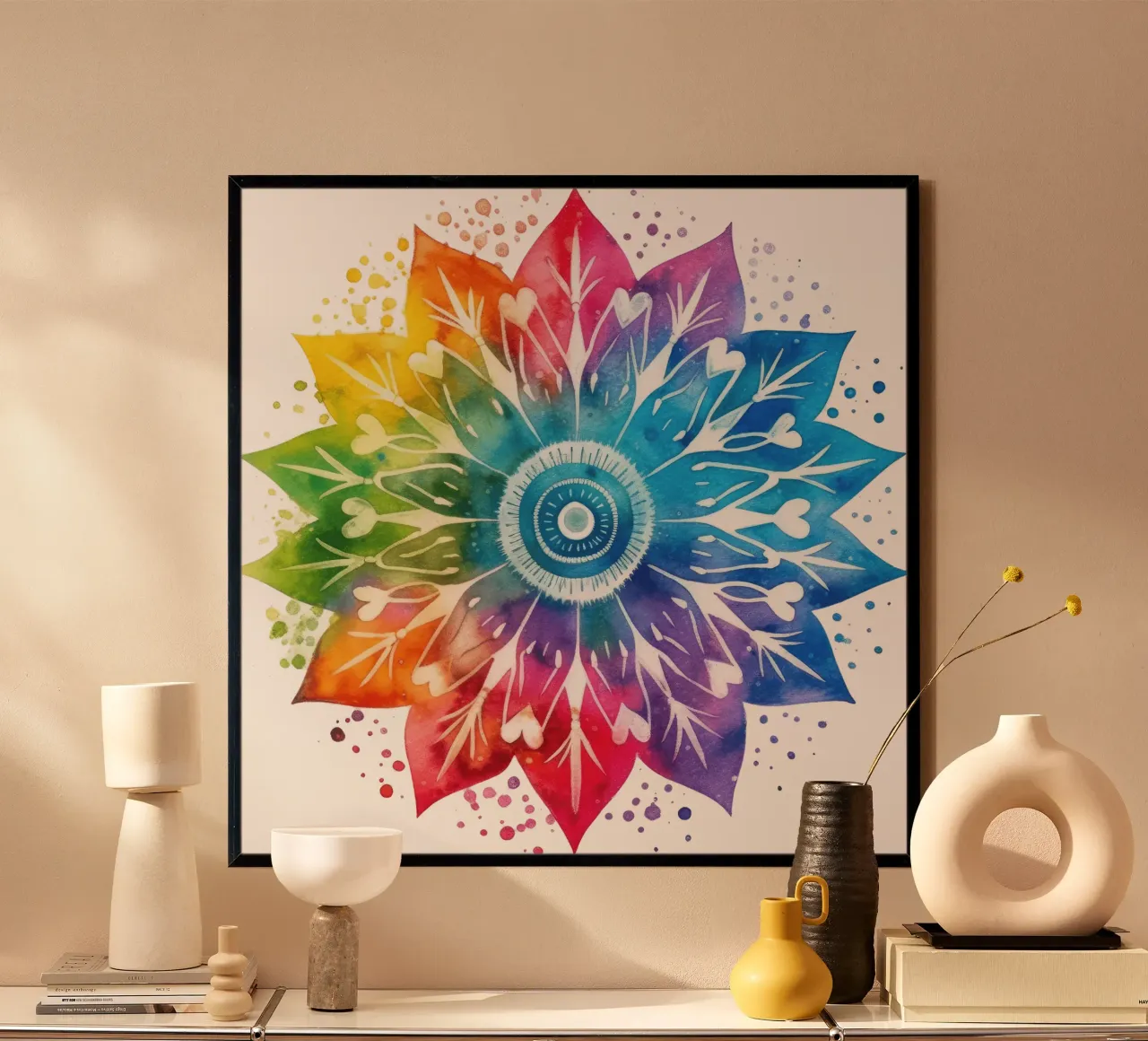 Mandala arcobaleno acquerellato poster da Spiritual Touch