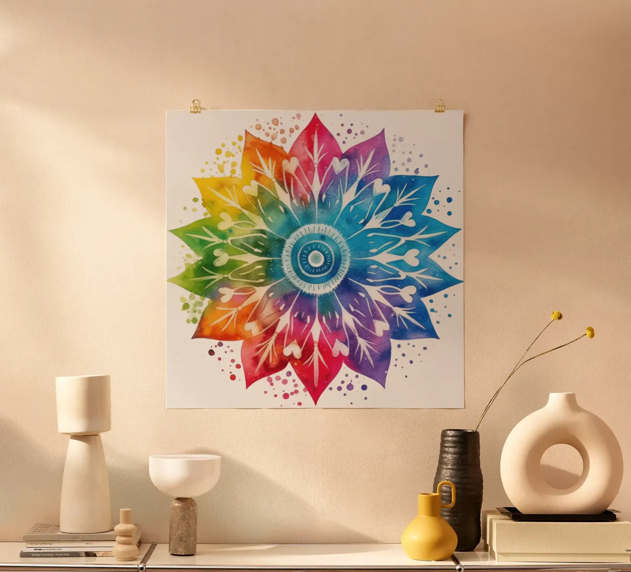 Mandala arcobaleno acquerellato poster da Spiritual Touch