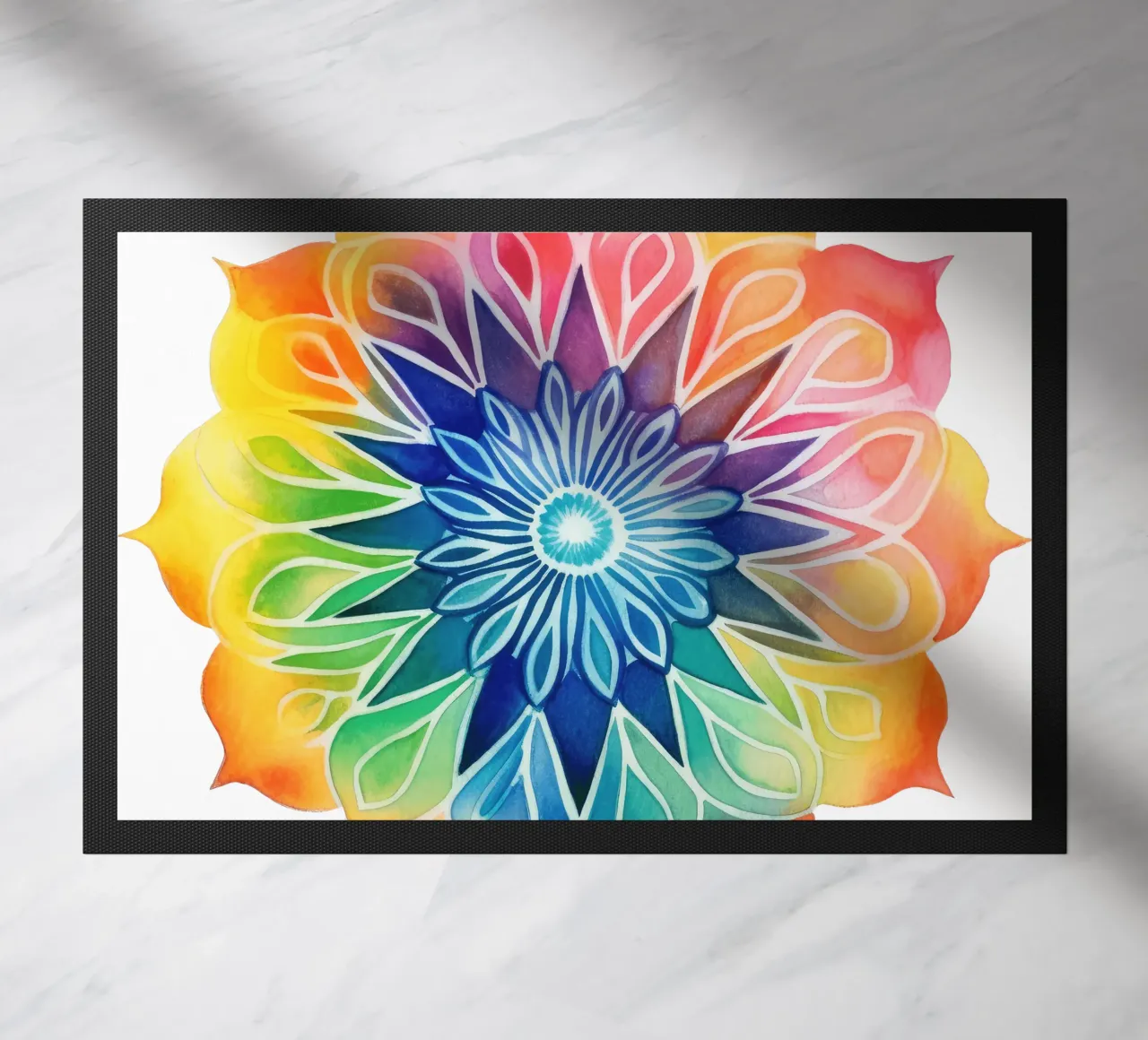 Mandala arcobaleno acquerellato zerbino da Spiritual Touch