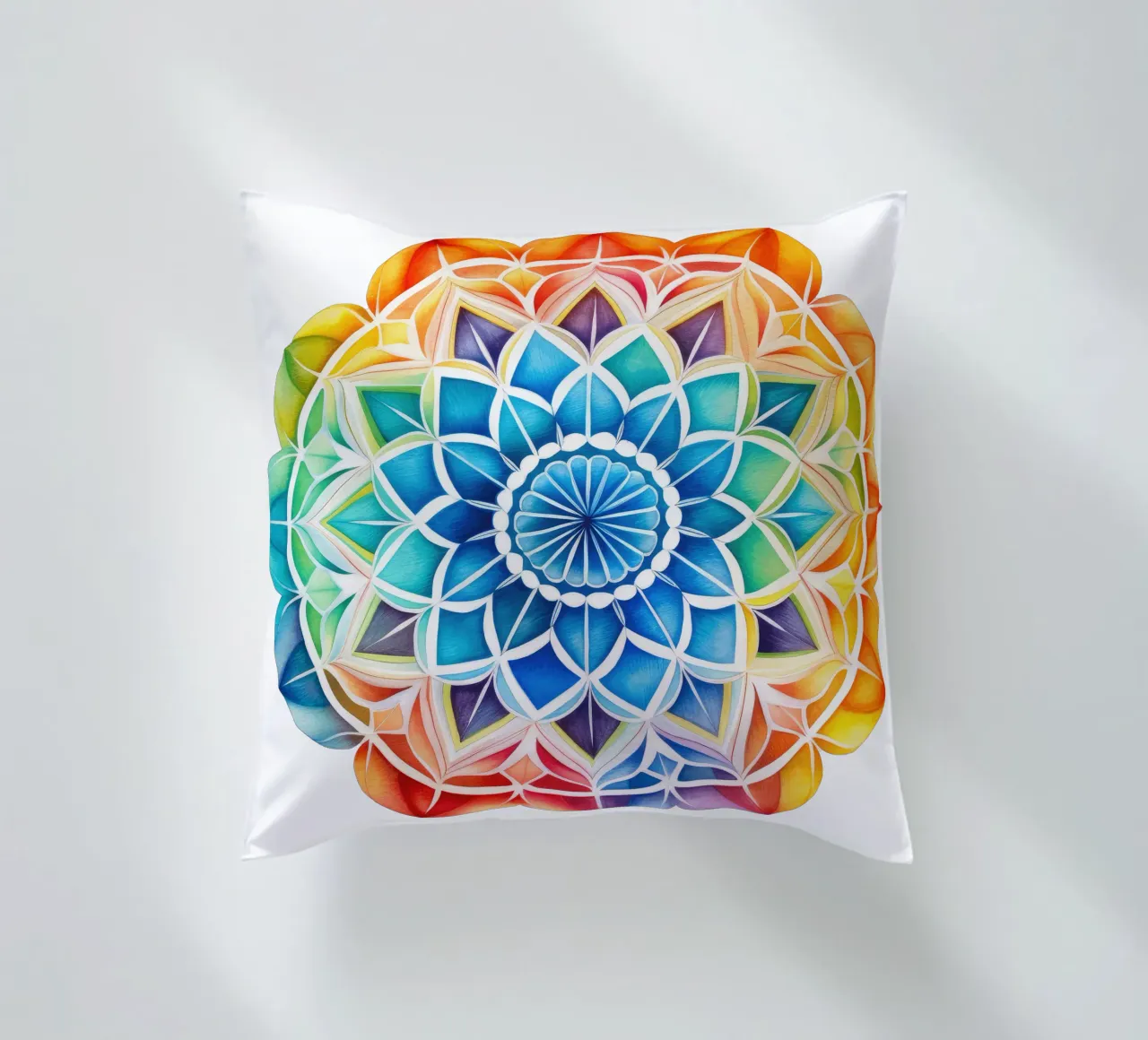 Mandala arcobaleno acquerellato cuscino da Spiritual Touch