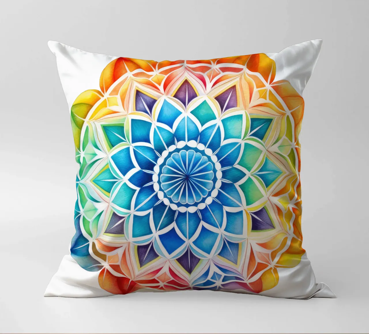 Mandala arcobaleno acquerellato cuscino da Spiritual Touch