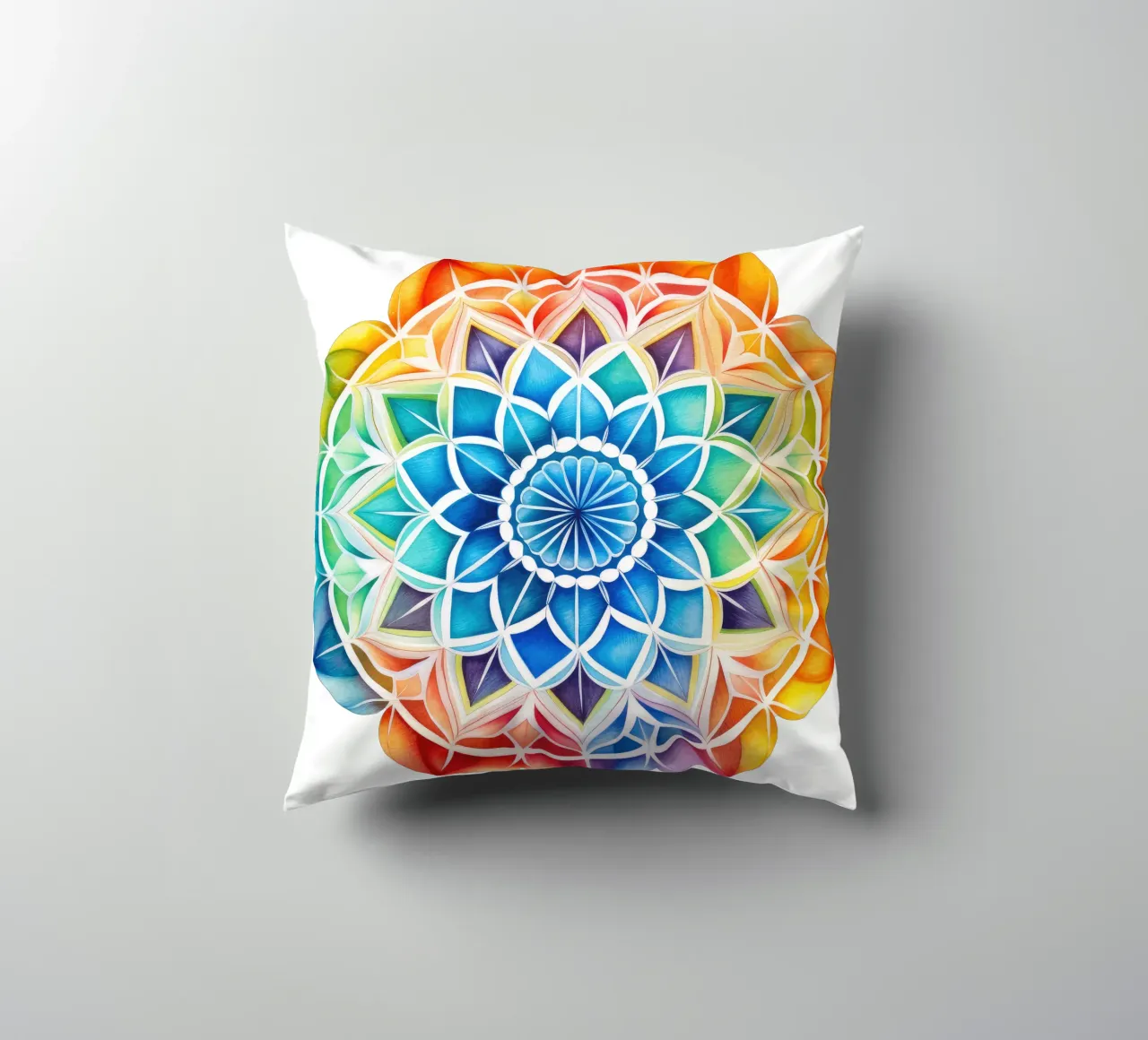 Mandala arcobaleno acquerellato cuscino da Spiritual Touch