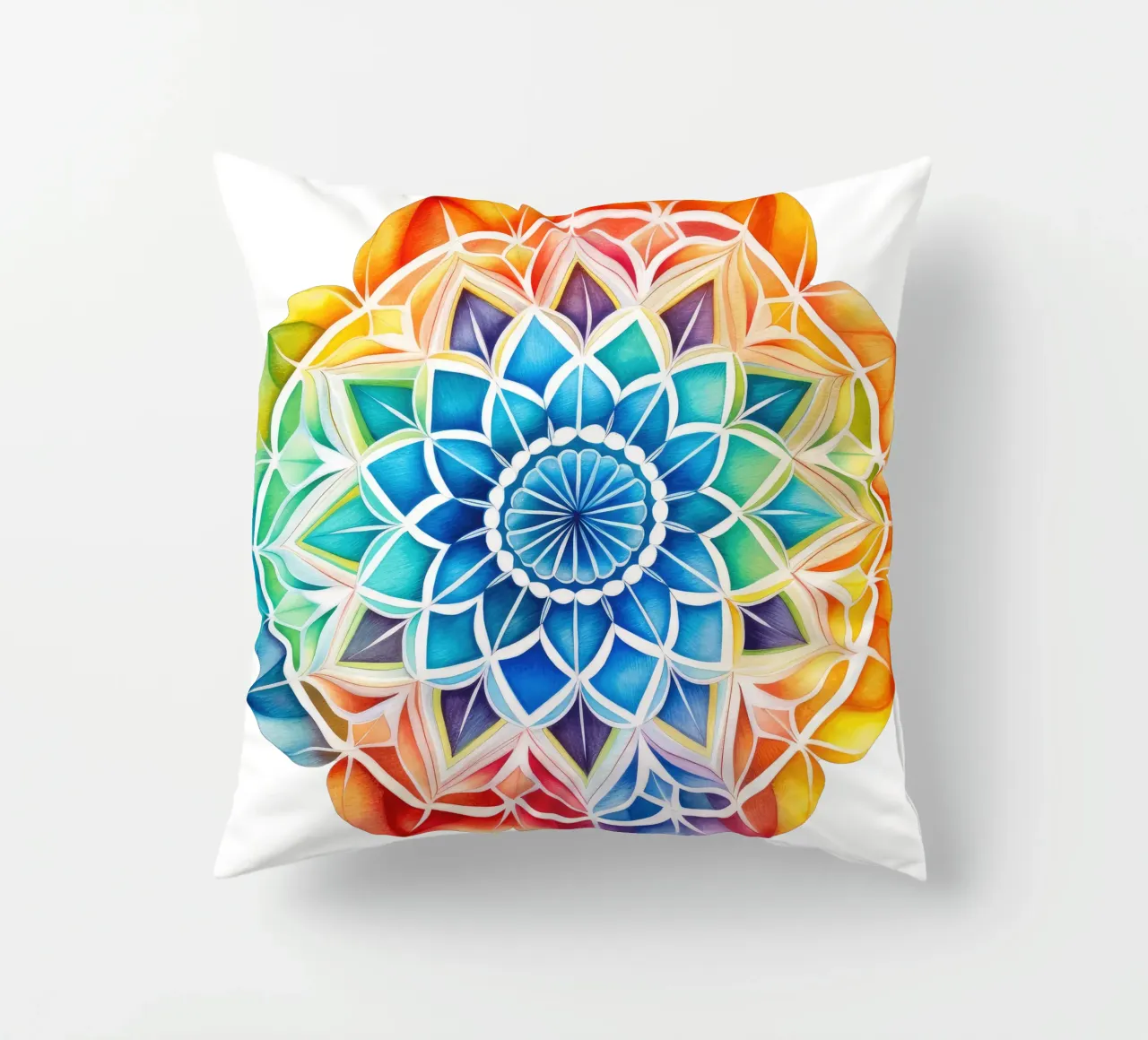 Mandala arcobaleno acquerellato cuscino da Spiritual Touch