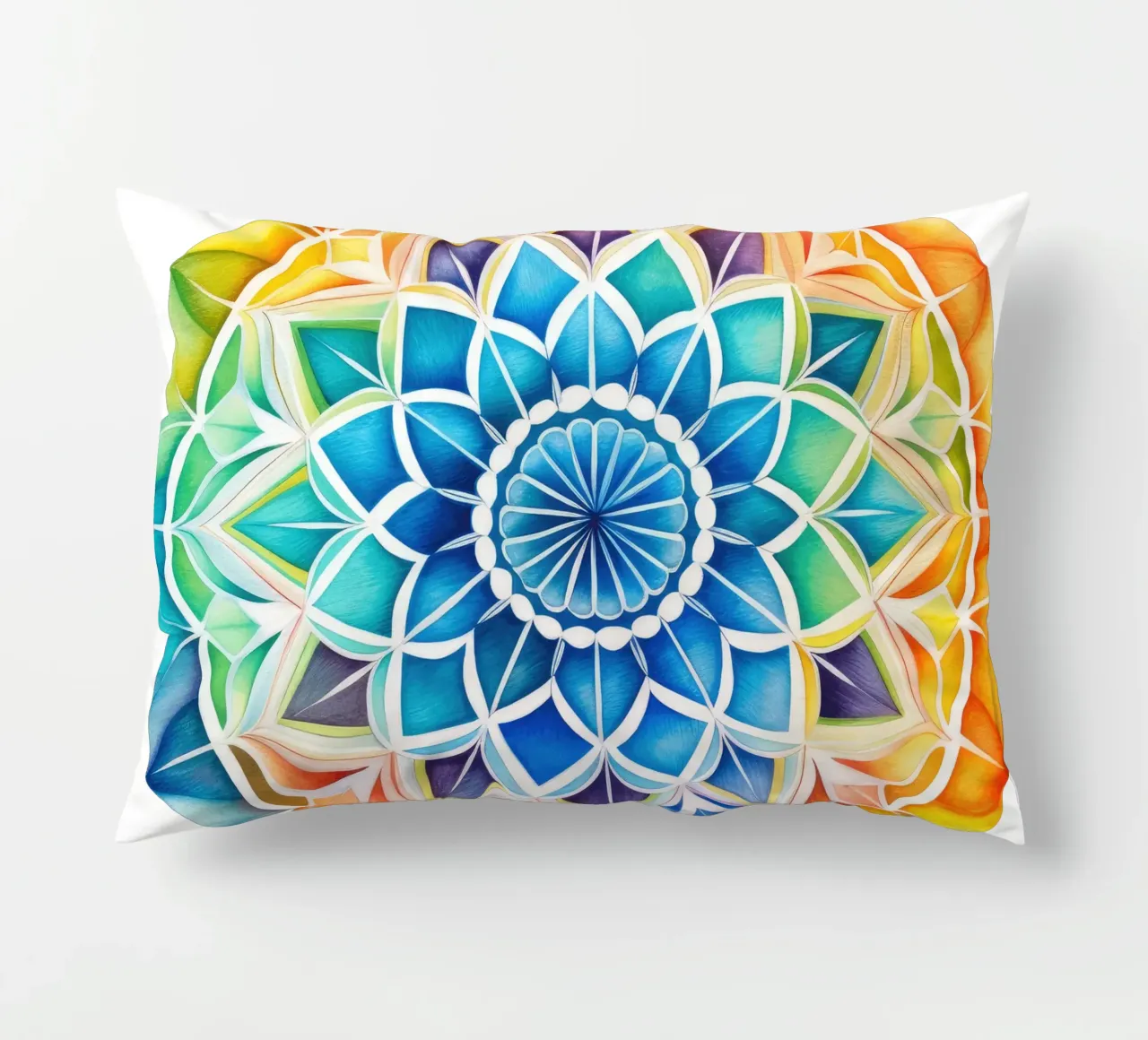 Mandala arcobaleno acquerellato cuscino da Spiritual Touch