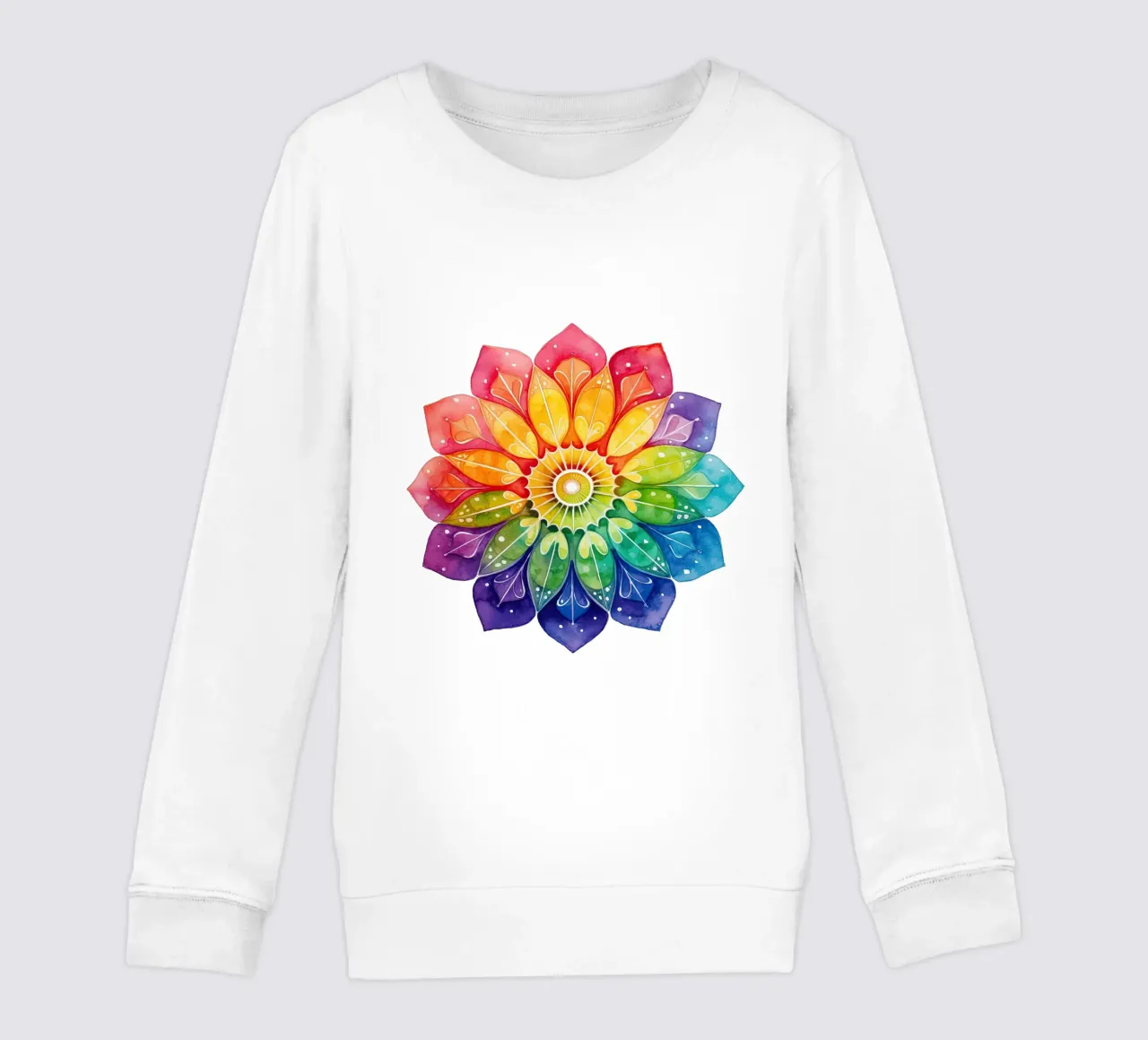 Mandala arcobaleno acquerellato felpa bambino da Spiritual Touch