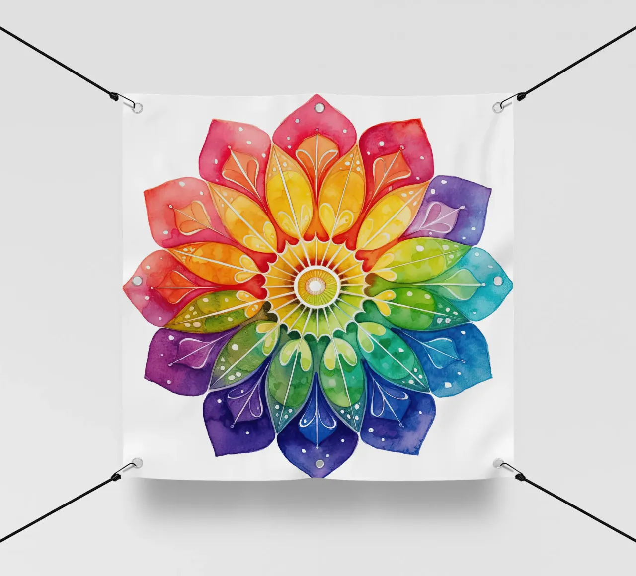Mandala arcobaleno acquerellato telo in pvc da Spiritual Touch