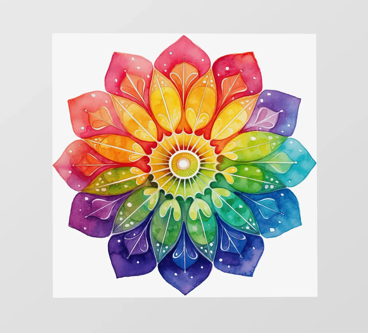 Mandala arcobaleno acquerellato telo in pvc da Spiritual Touch