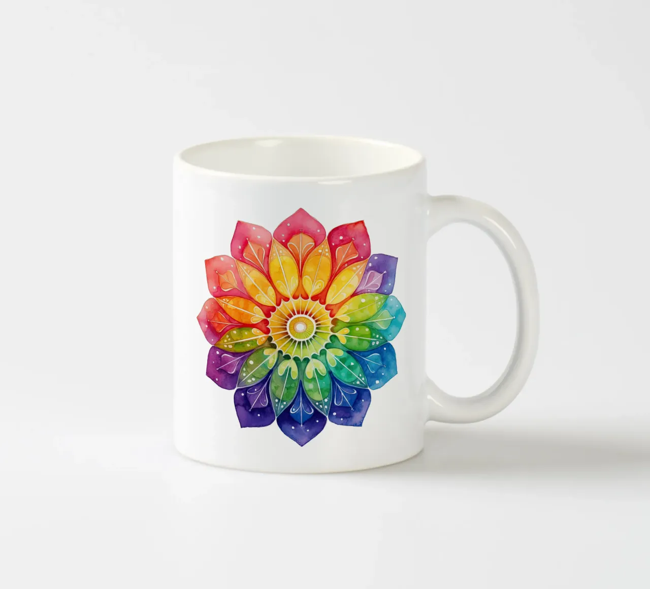 Mandala arcobaleno acquerellato tazza in ceramica da Spiritual Touch