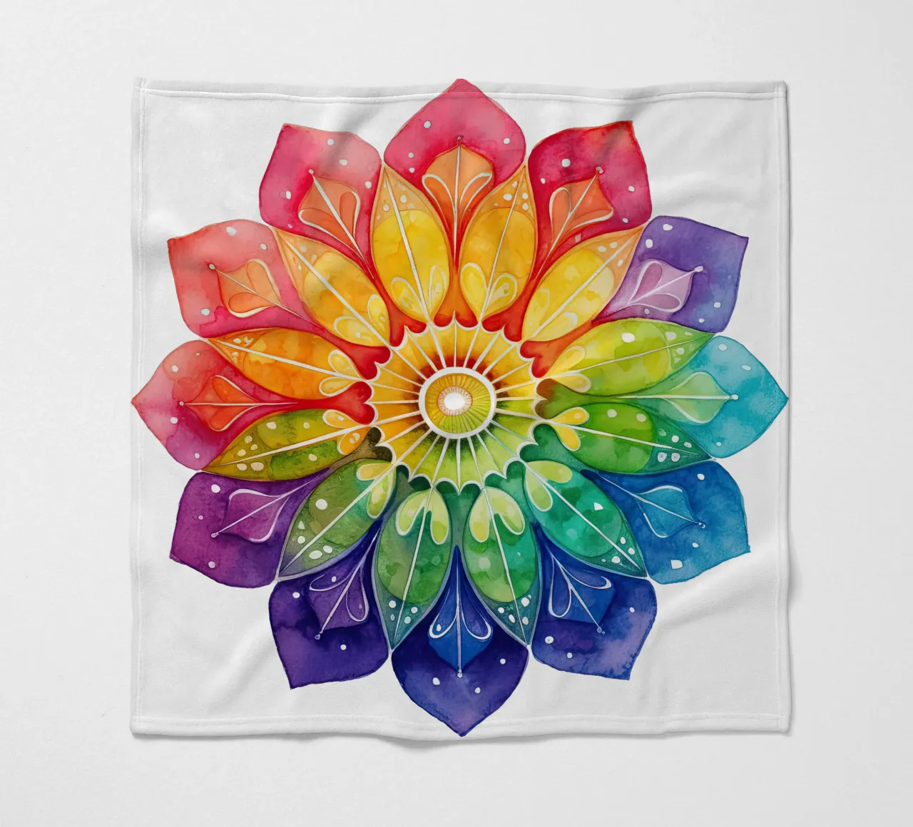 Mandala arcobaleno acquerellato coperta in pile da Spiritual Touch
