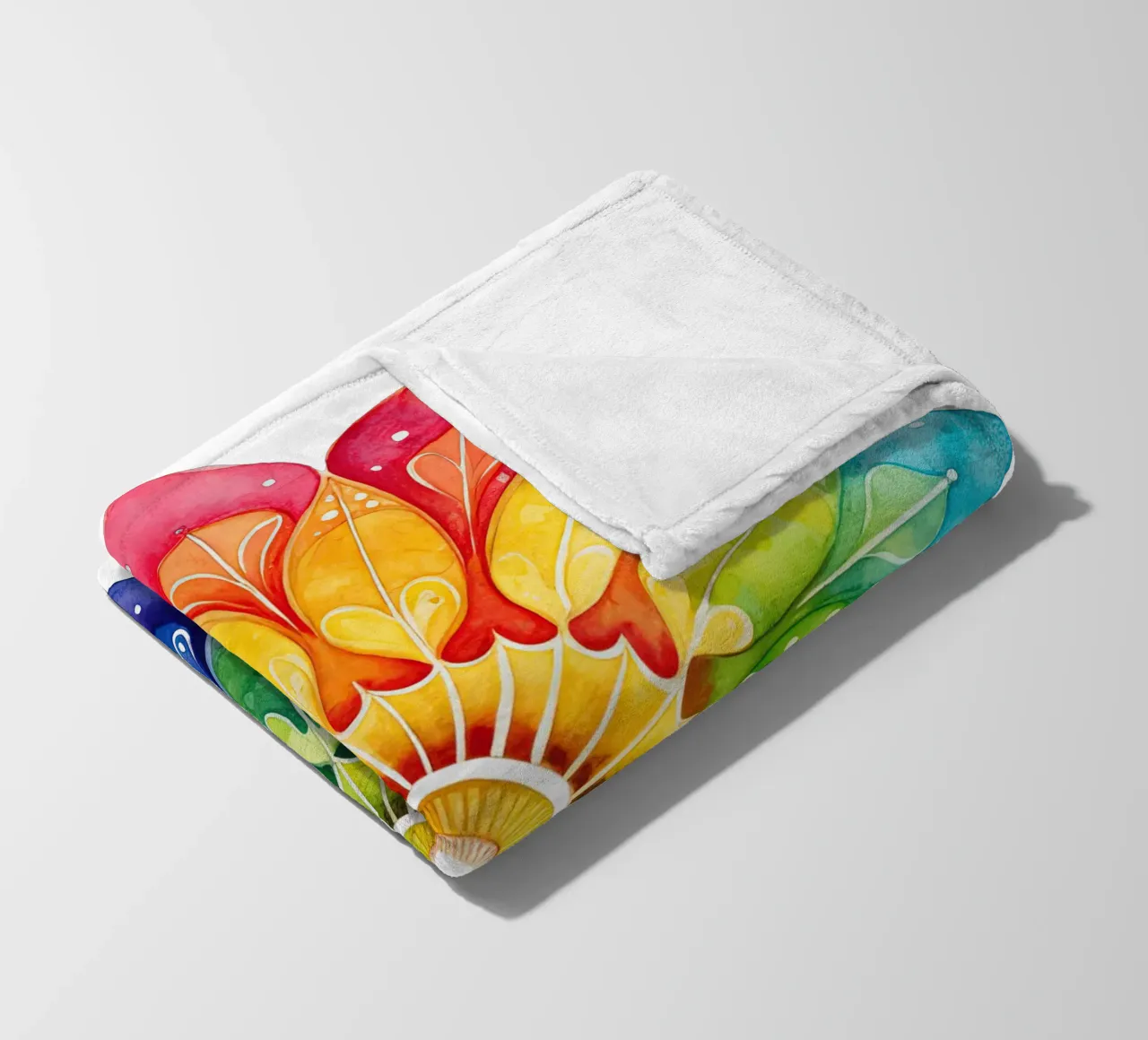 Mandala arcobaleno acquerellato coperta in pile da Spiritual Touch