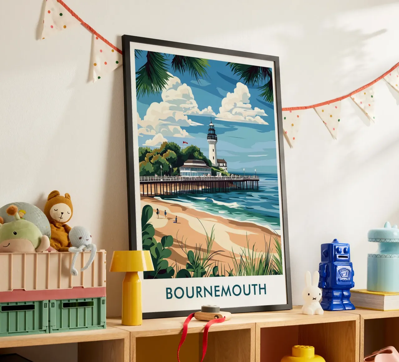 Bournemouth Pier in Bournemouth City England poster con telaio in alluminio da Travelstudio