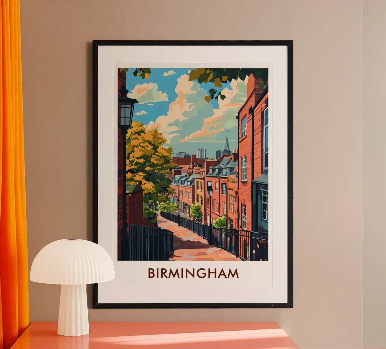 Brindleyplace in Birmingham City England poster con telaio in legno da Travelstudio