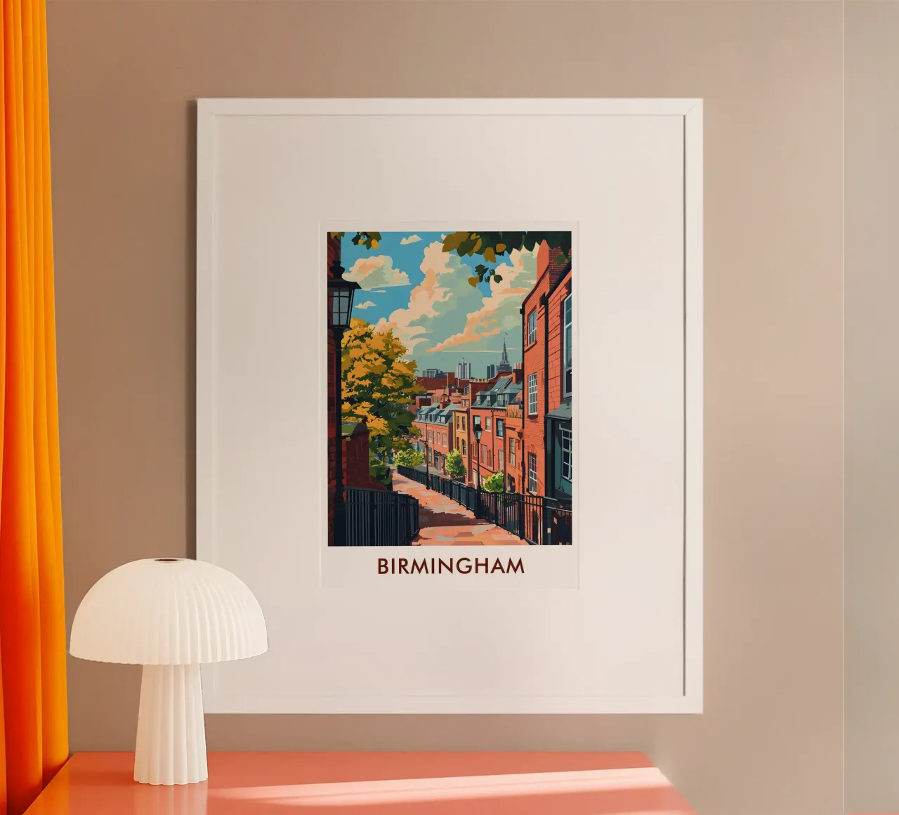 Brindleyplace in Birmingham City England poster con telaio in legno da Travelstudio