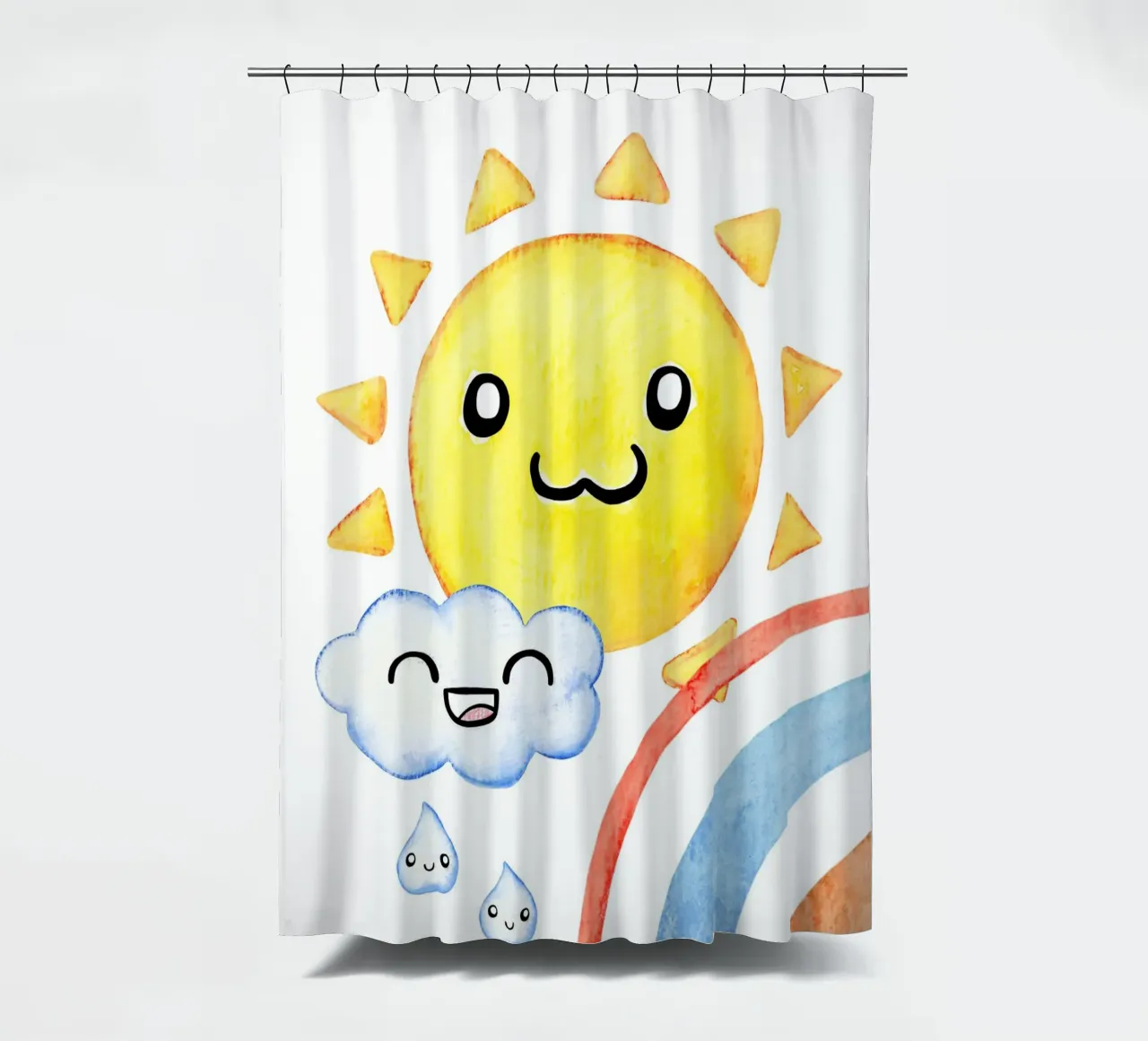 Sonne, Wolke und Regenbogen in Wasserfarbe tenda da doccia da BAINAI KIDS