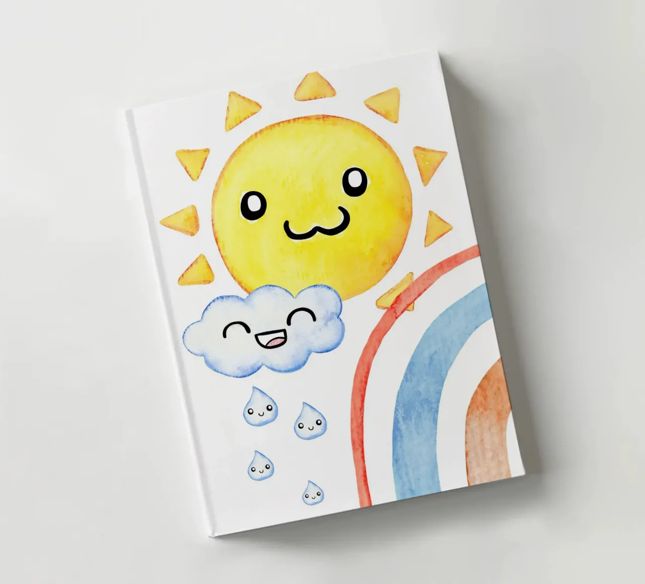 Sonne, Wolke und Regenbogen in Wasserfarbe notebook by BAINAI KIDS