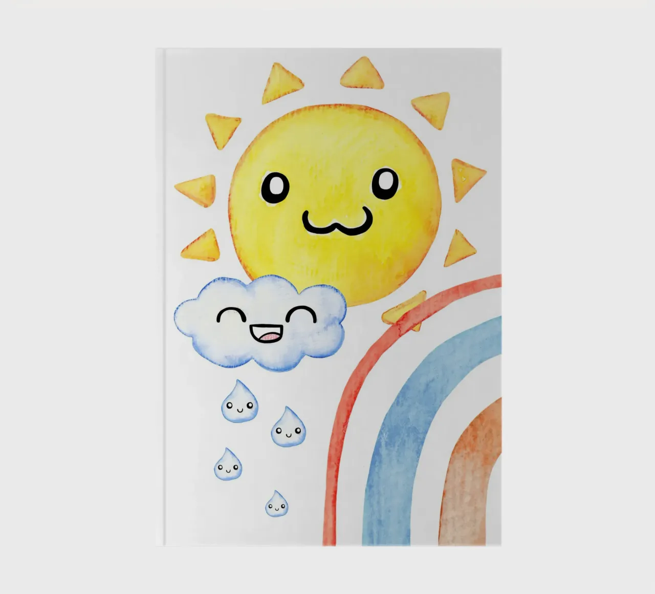 Sonne, Wolke und Regenbogen in Wasserfarbe notebook by BAINAI KIDS