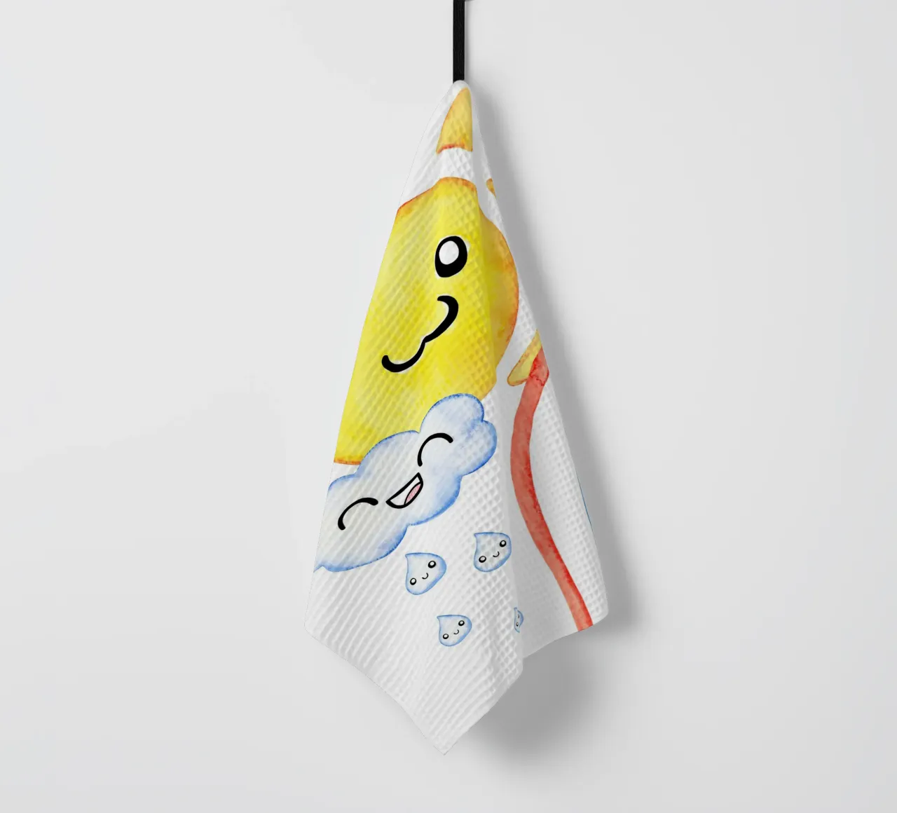Sonne, Wolke und Regenbogen in Wasserfarbe canovaccio da cucina da BAINAI KIDS
