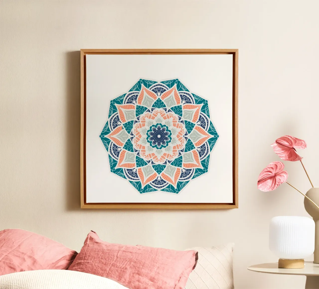 Mandala colorato tela con Cornice a cassetta da Spiritual Touch