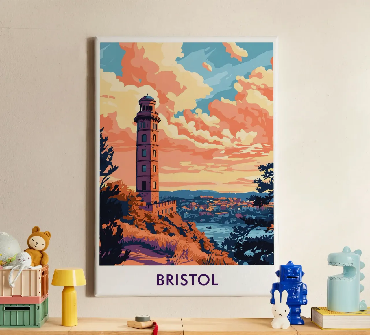 Cabot Tower in Bristol City England canvas met Baklijst van Travelstudio