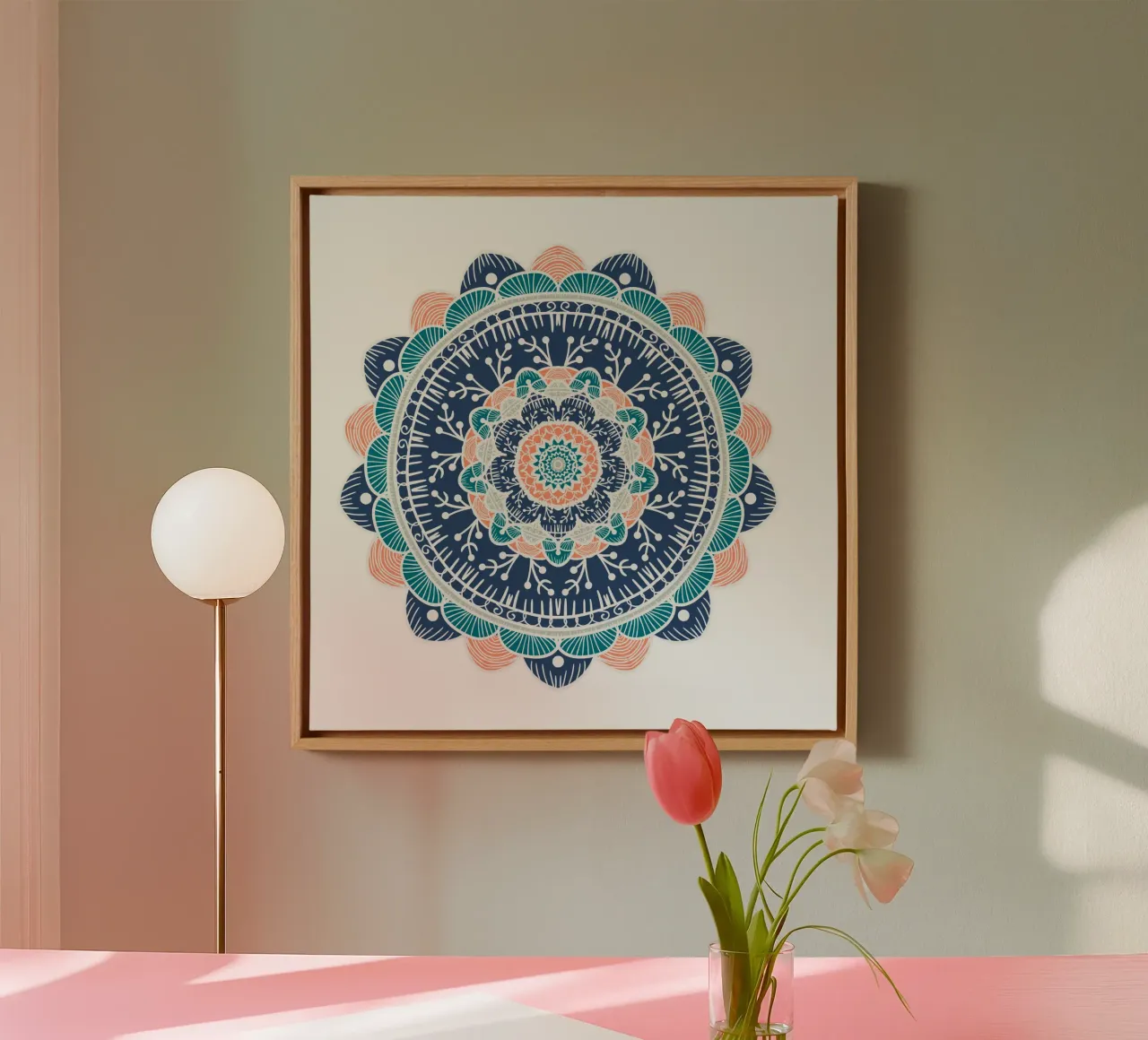 Mandala colorato tela con Cornice a cassetta da Spiritual Touch