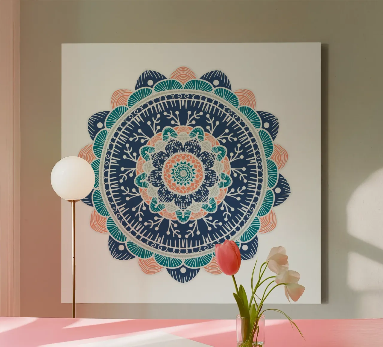 Mandala colorato tela con Cornice a cassetta da Spiritual Touch