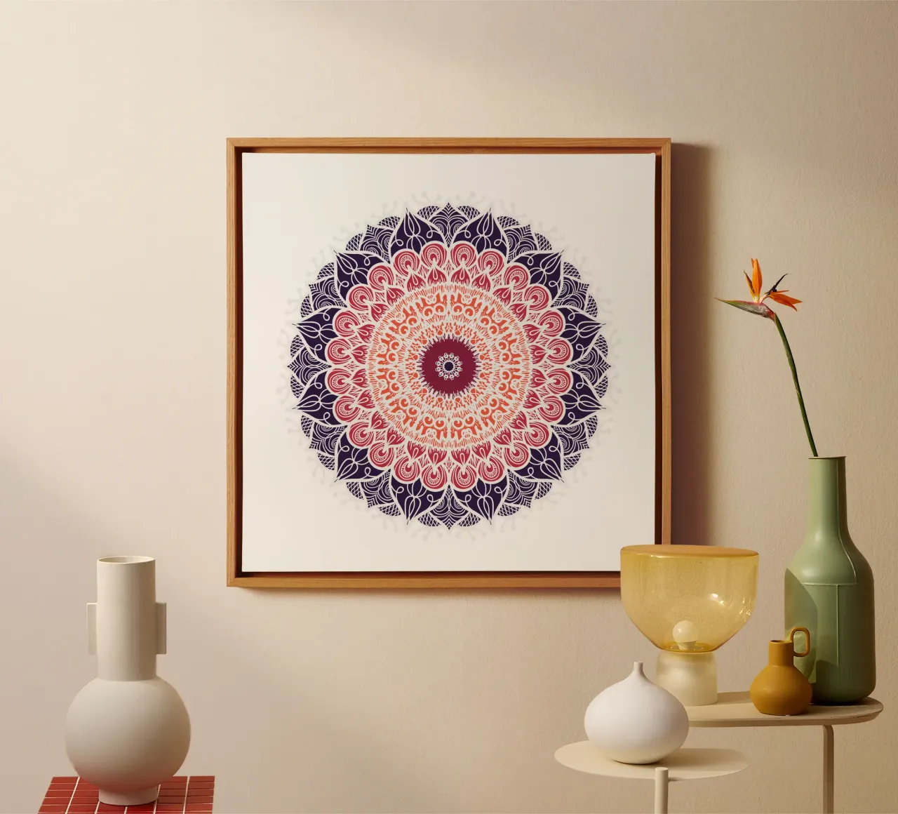 Mandala colorato tela con Cornice a cassetta da Spiritual Touch