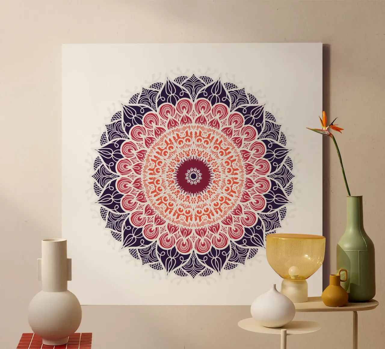 Mandala colorato tela con Cornice a cassetta da Spiritual Touch