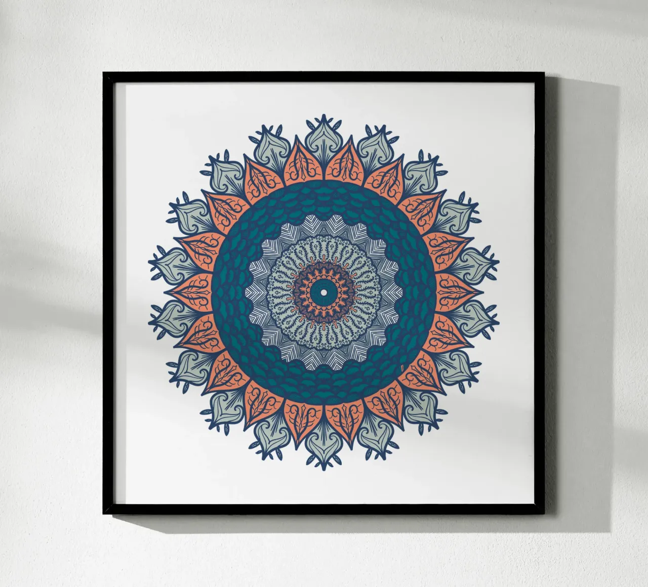 Mandala colorato poster con telaio in legno da Spiritual Touch