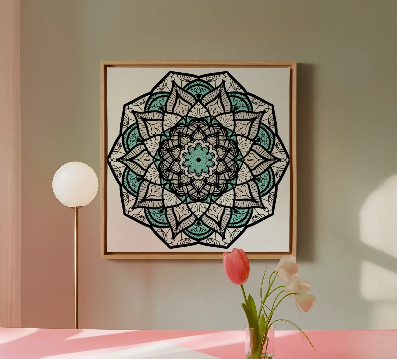 Mandala colorato tela con Cornice a cassetta da Spiritual Touch