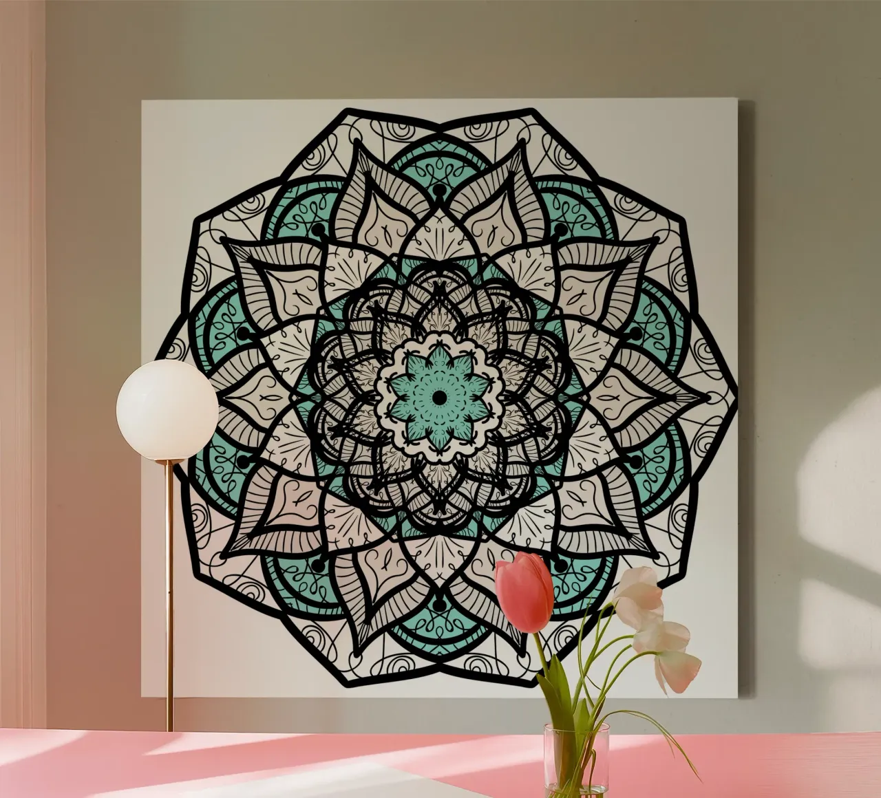 Mandala colorato tela con Cornice a cassetta da Spiritual Touch