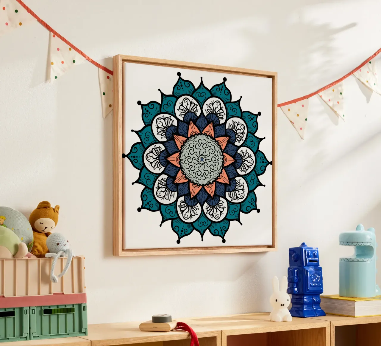 Mandala colorato tela con Cornice a cassetta da Spiritual Touch