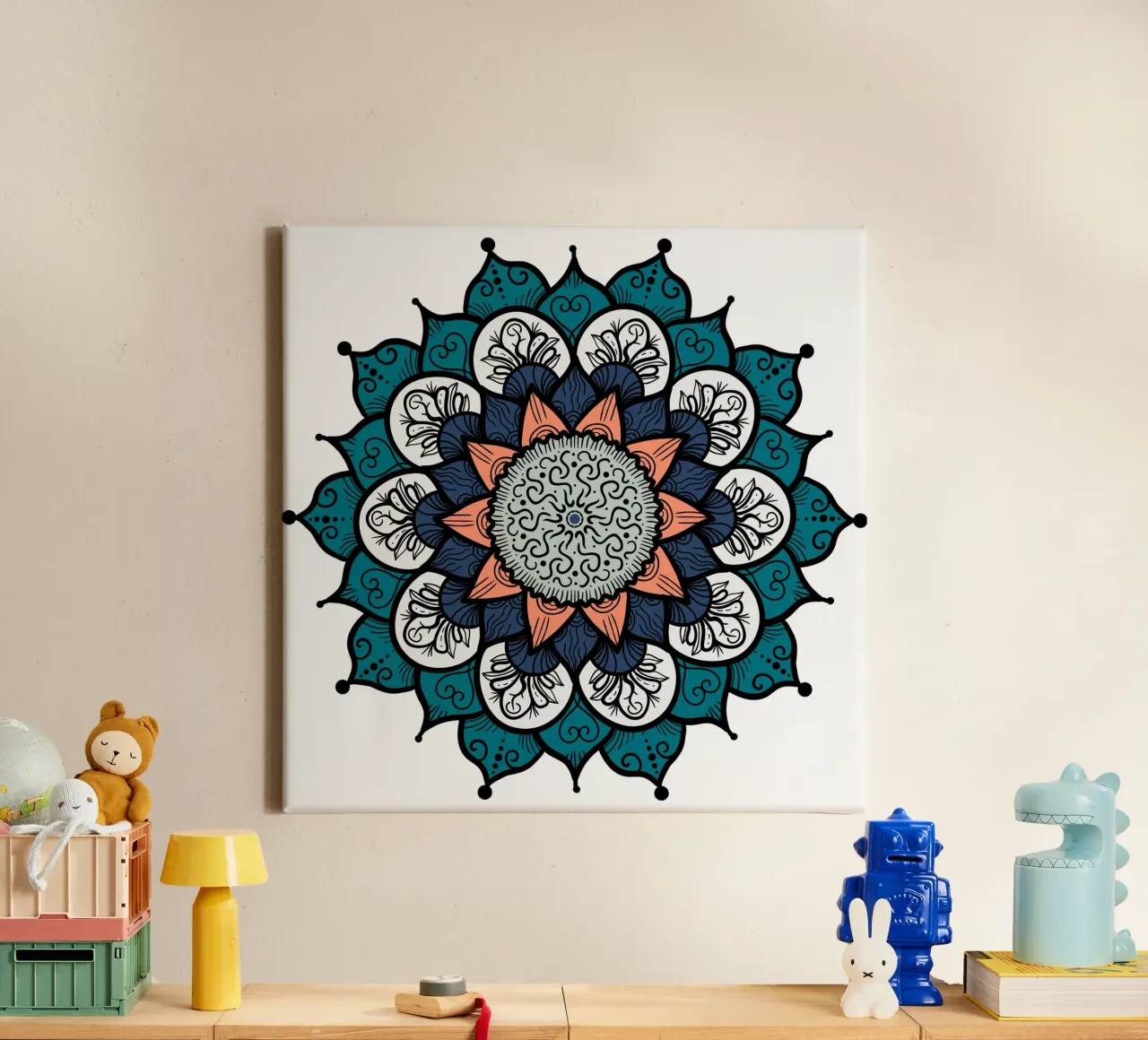 Mandala colorato tela con Cornice a cassetta da Spiritual Touch