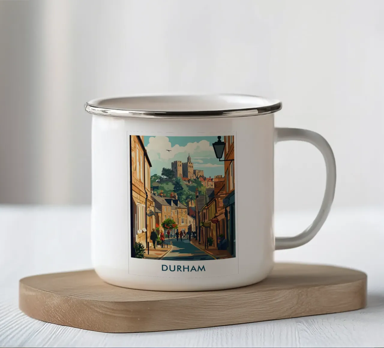 Durham City in England tazza in smalto da Travelstudio