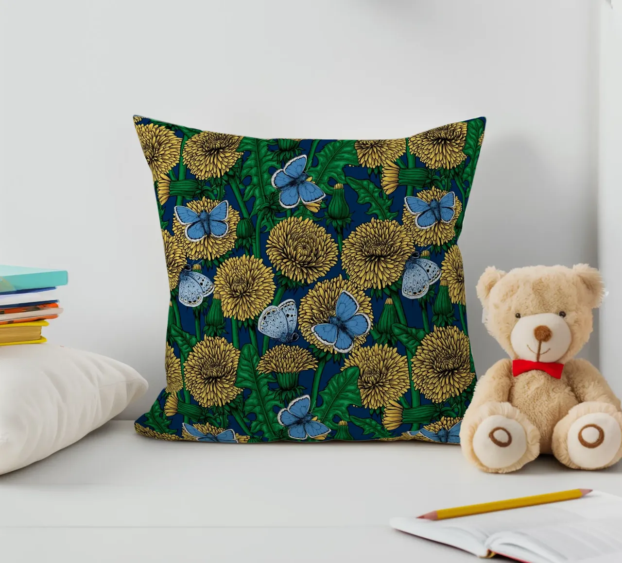 Dandelion medow decorative cushion by Painted Nature