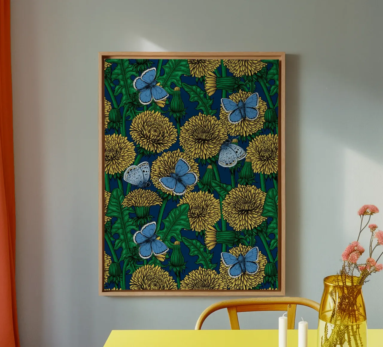 Paardenbloem canvas met Baklijst van Painted Nature